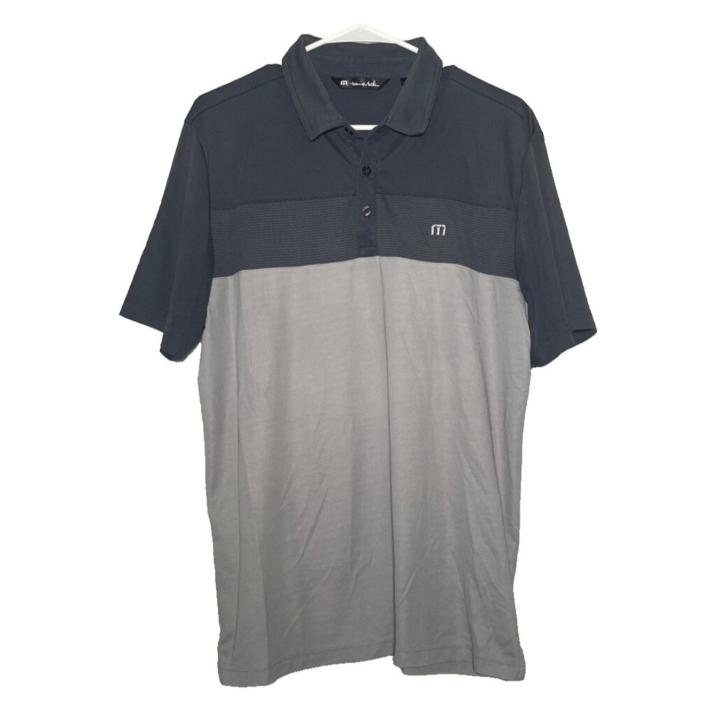 Travis Matthew Polo Shirt‎ Men's Large Gray 2 Tone Color Block Logo